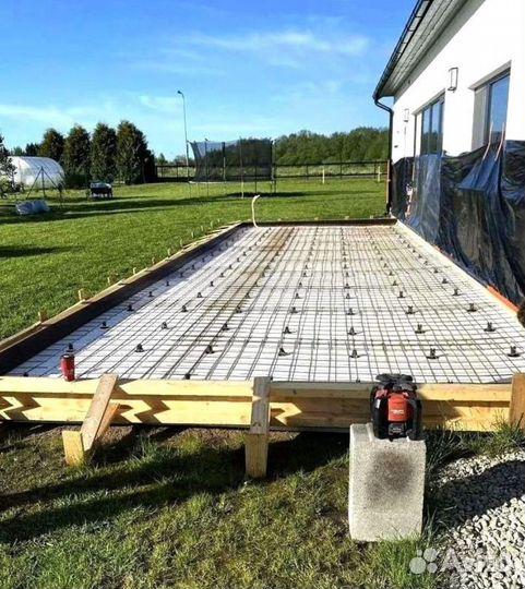 Фундаментные бетонные работы всех видов отмостки