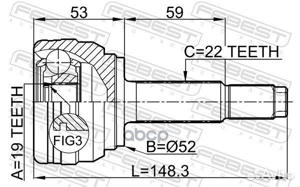 ШРУС наружный 19x52x22 (chevrolet aveo (T200) 2