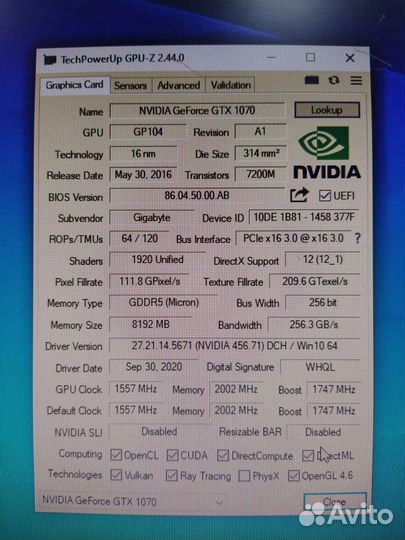 Видеокарта Gigabyte GTX1070 WindForce2 OC 8Gb