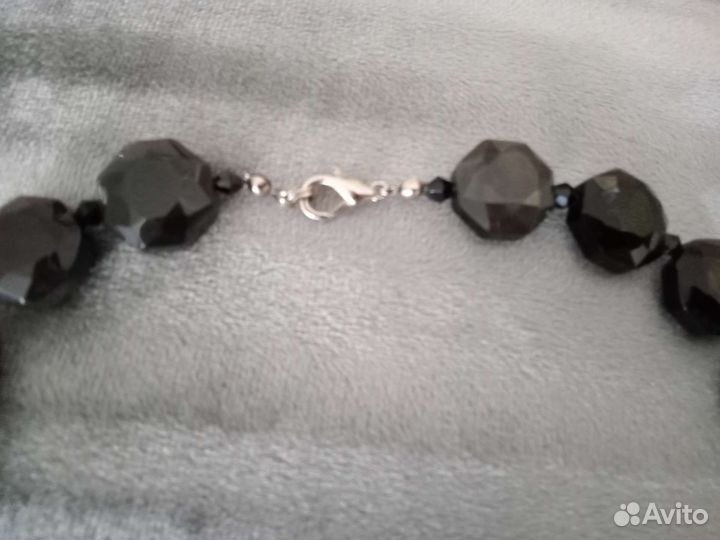 Серьги чёрный агат