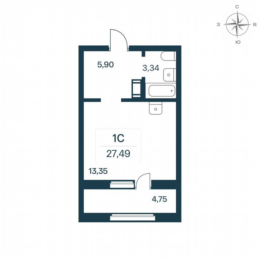 Квартира-студия, 27 м², 9/10 эт.