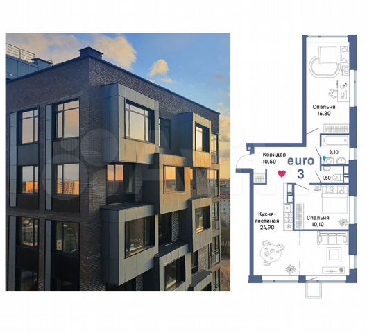 3-к. квартира, 66,8 м², 5/12 эт.