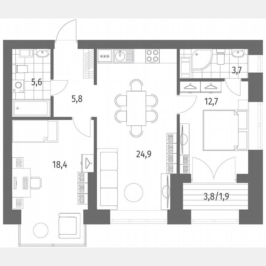 2-к. квартира, 73 м², 10/11 эт.
