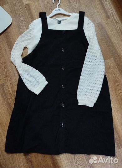 Вельветовый сарафан и кофта shein