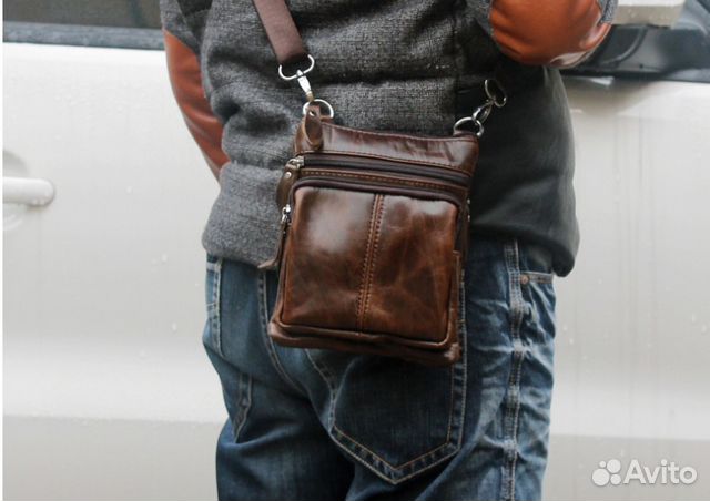 Мужская сумка на плечо из натуральной кожи новая