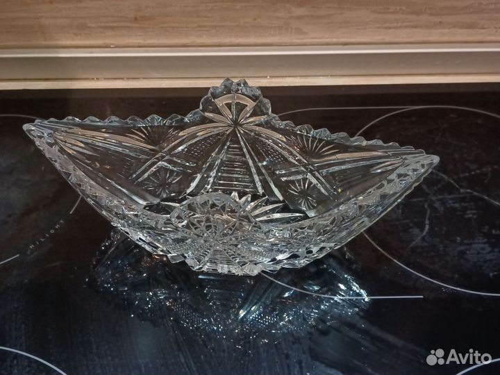 Салатница хрустальная ладья времён СССР