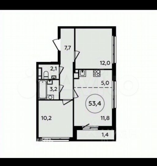 3-к. квартира, 53,4 м², 5/14 эт.
