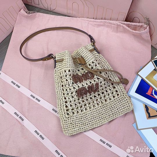 Сумка Miu Mi*u Woven fabric mini-bag