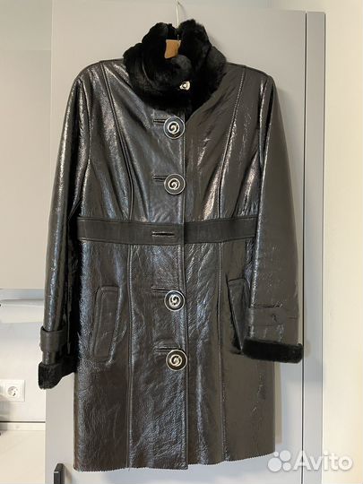 Дубленка toto черная натуральный мех