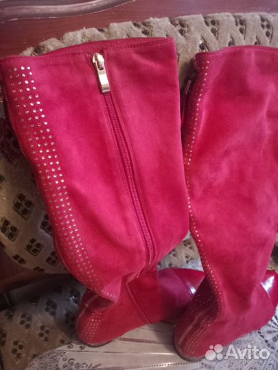 Ботфорты красные 38