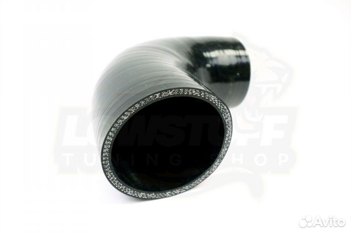 Патрубок силиконовый 90 град 51мм длина 100мм стенка 5мм черный