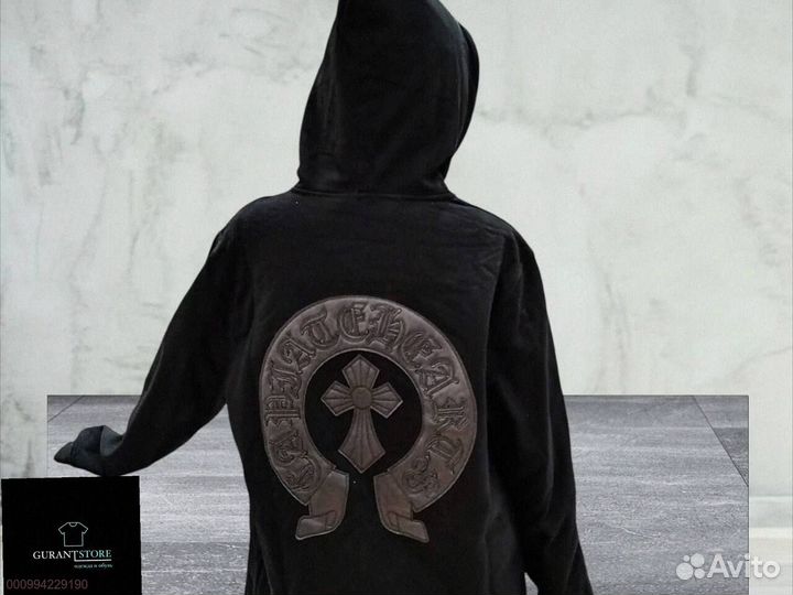Удобная оверсайз худи Chrome Hearts с крестом