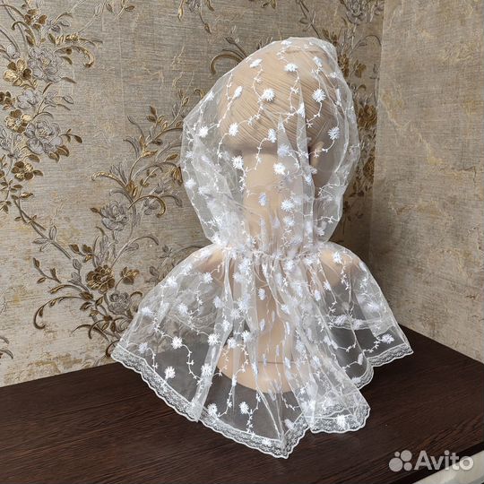 Платок для храма из гипюра, цв.белый