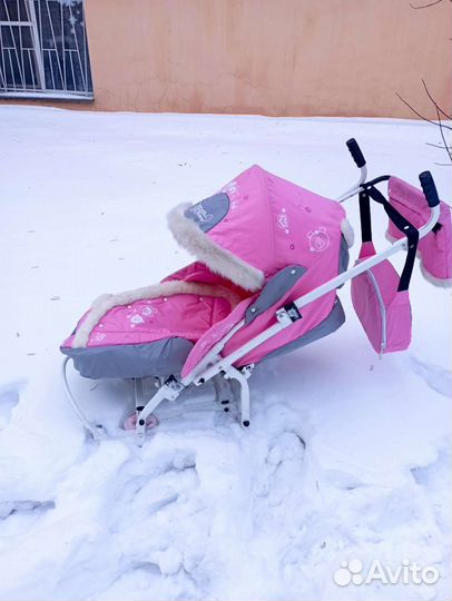 Детские санки коляска с колесами