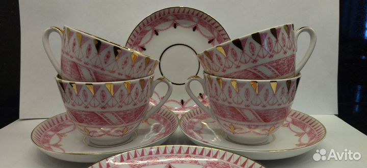 Чайная пара фарфор, позолота лфз СССР. редкие