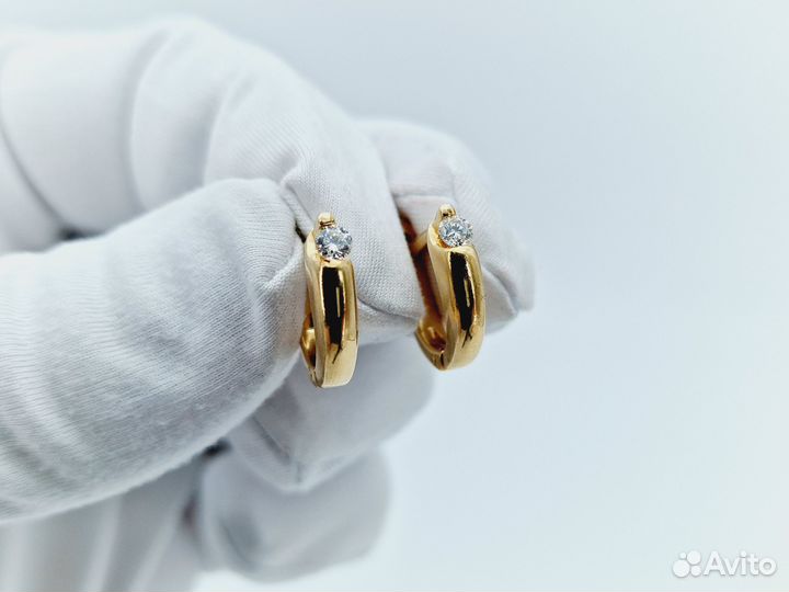 Золотые Серьги 585 пробы с бриллиантами. Рассрочка