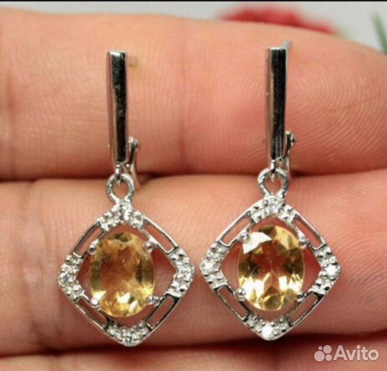 Серебряные серьги с цитринами