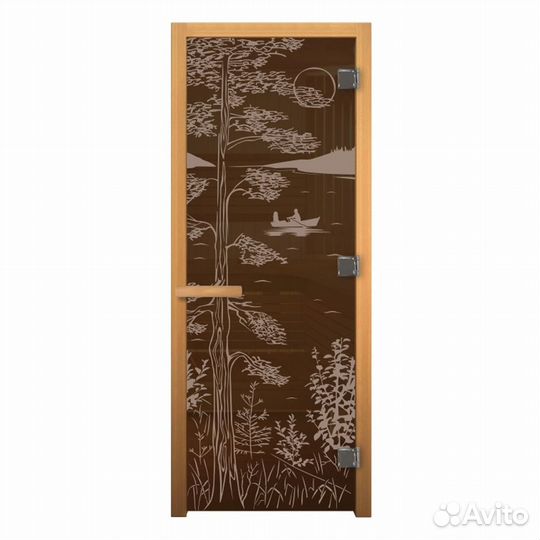 Дверь для Бани стекло Бронза Матовая 