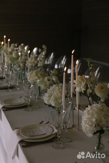Оформление стола, цветы, свечи, декор