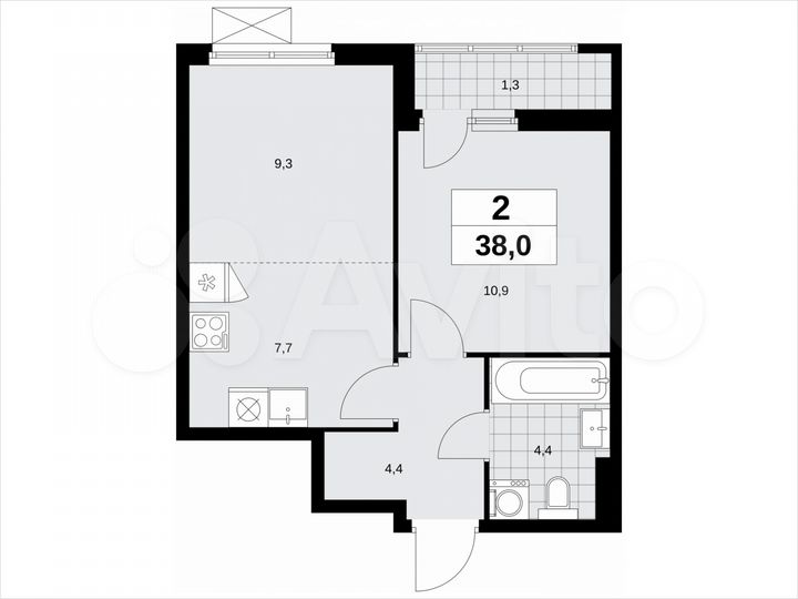 2-к. квартира, 38 м², 8/11 эт.