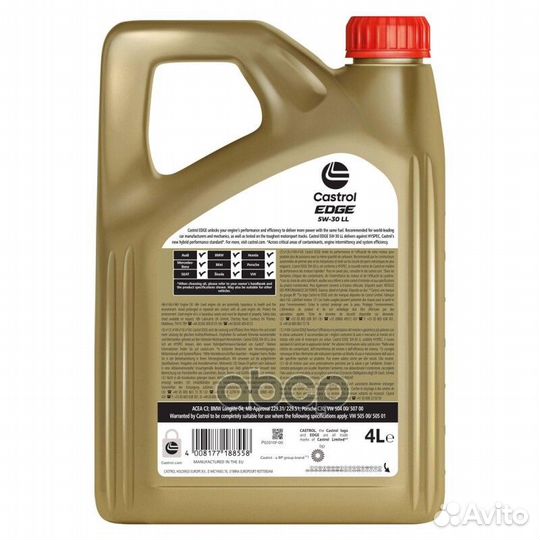 Castrol 5W30 (4L) edge LL масло мотор. синтacea