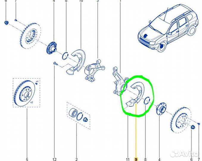 Кожух тормозного диска передний левый Renault