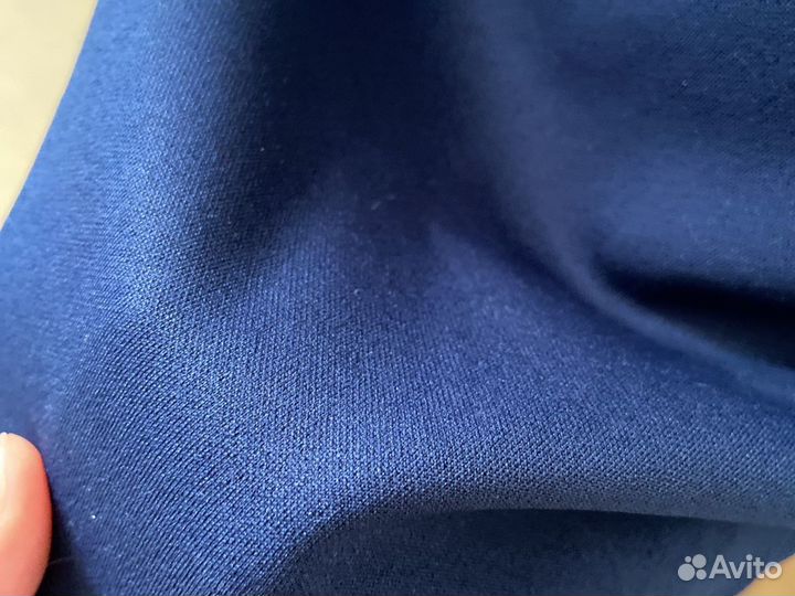 Коктейльное синее платье с баской и бисером S