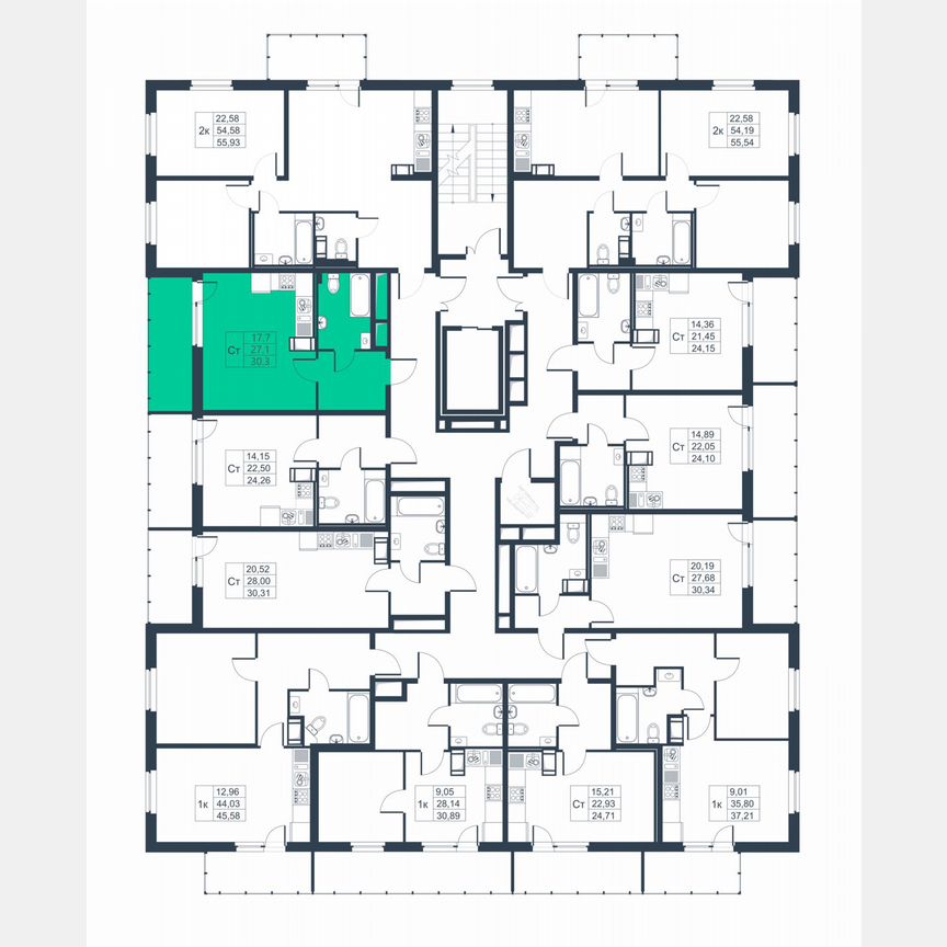 Квартира-студия, 27,1 м², 9/9 эт.