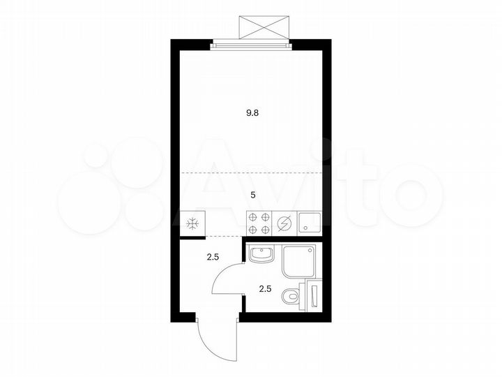 Квартира-студия, 19,8 м², 9/25 эт.