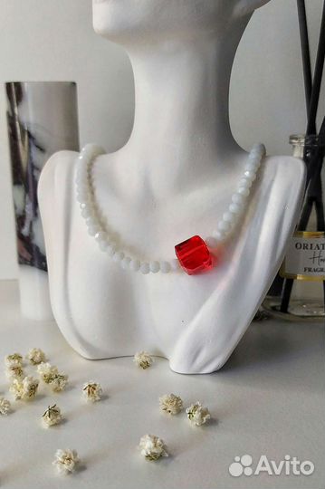 Колье чокер бисер натуральные камни