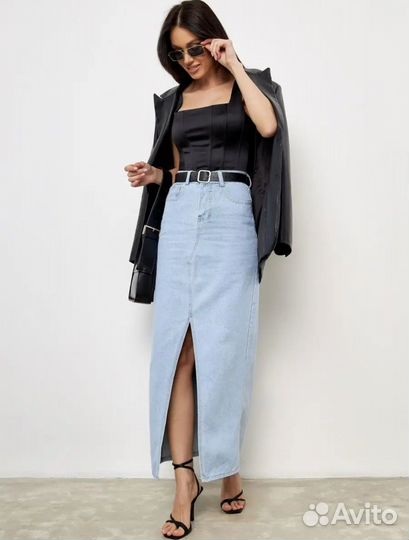 Юбка из экокожи плессированная