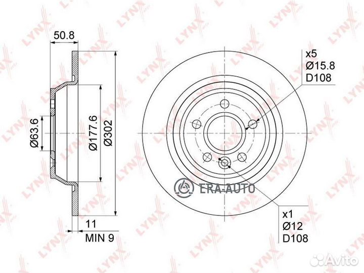 Lynxauto BN1022 диск торм.зад.\ Ford Mondeo/S-Max 1.8/2.0TDCi/2.0-2.5 06