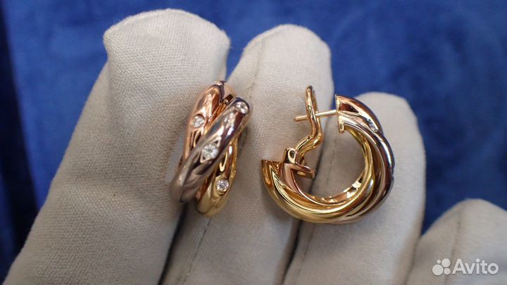 Золотые серьги Cartier Trinity