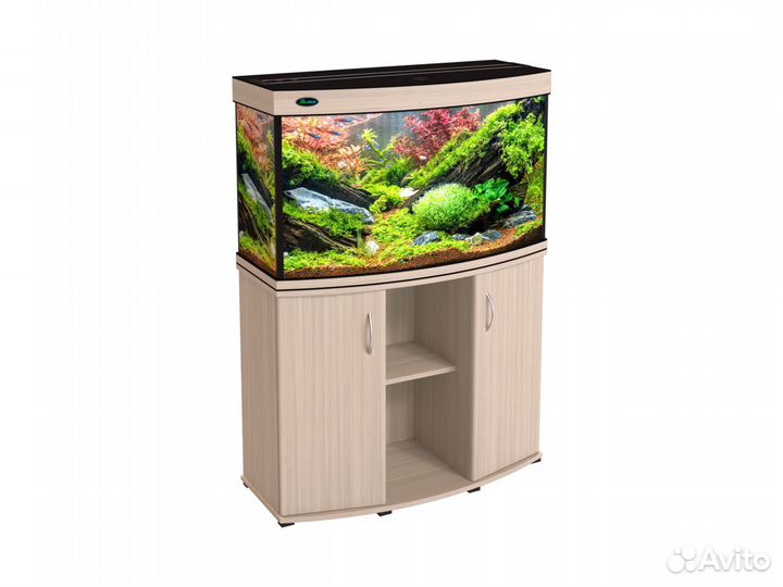 Аквариум панорамный 150л с LED-освещением дуб