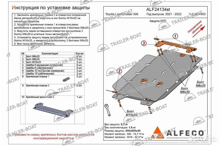 Защита кпп Toyota Land Cruiser 300 21-22 V-al 57391