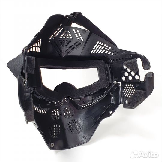 Очки-маска прозрач. (разборные с козырьком, черн.)