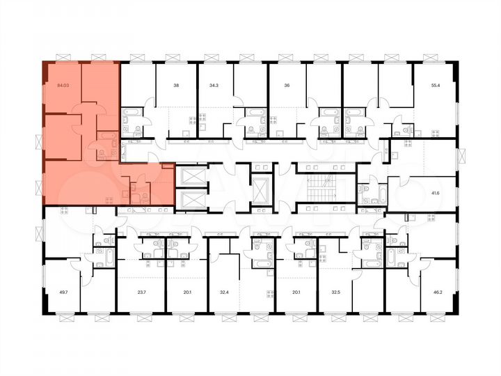 3-к. квартира, 84 м², 2/24 эт.