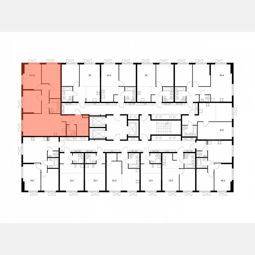 3-к. квартира, 84 м², 2/24 эт.