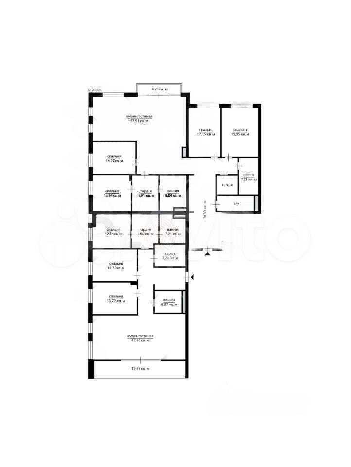 9-к. квартира, 341 м², 8/9 эт.