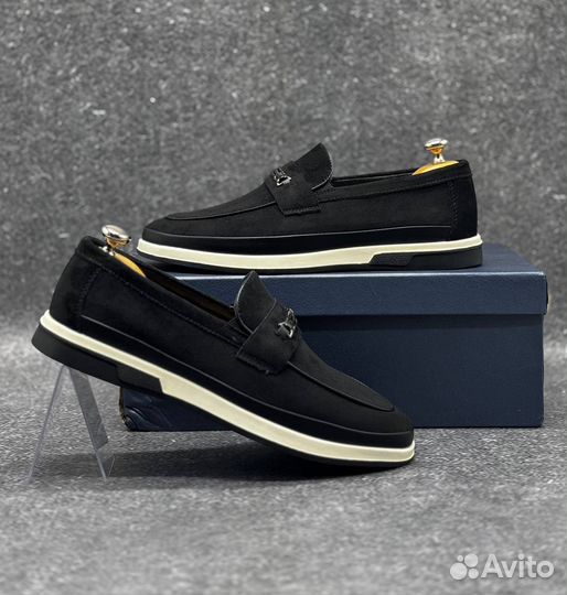 Лоферы мужские замшевые коричневые