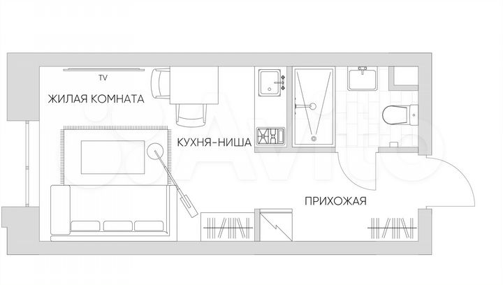 Апартаменты-студия, 22,1 м², 7/21 эт.