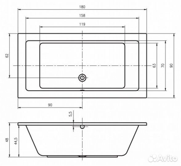 Ванна акриловая Riho Lusso 180x90