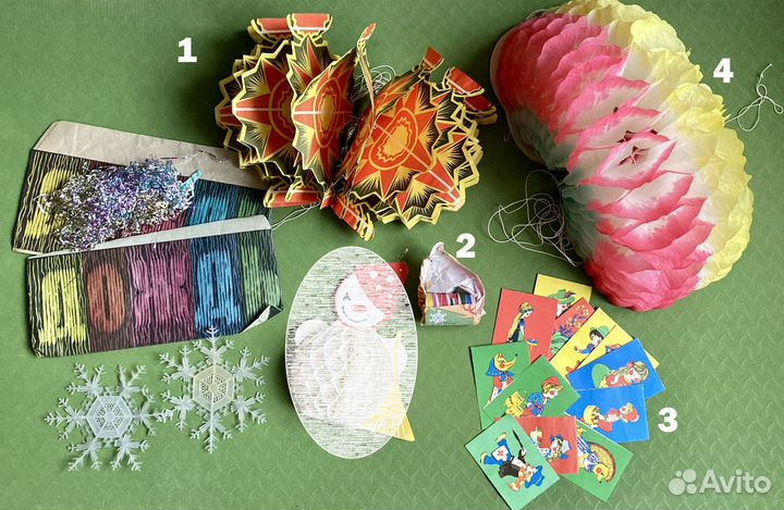 Новогодние бумажные украшения СССР