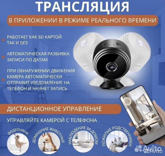 Камера видеонаблюдения wifi мини №174
