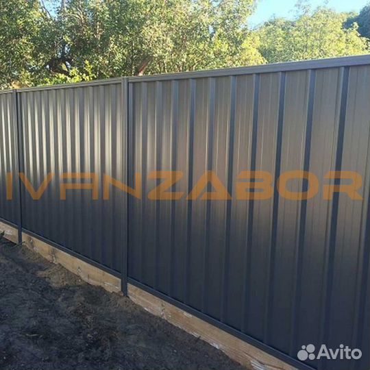 Забор из профнастила в рамке в Тейково