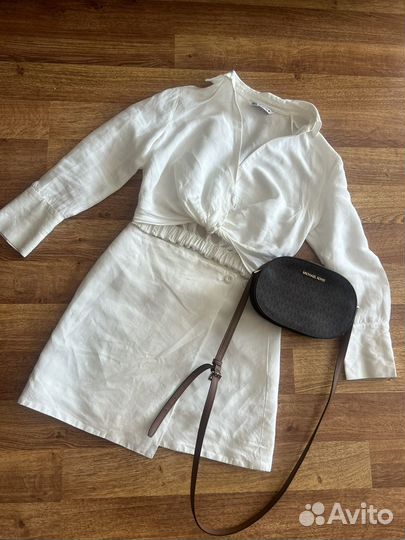 Блузка укороченная zara изо льна