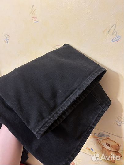 Джинсы женские широкие черные на низкой посадке