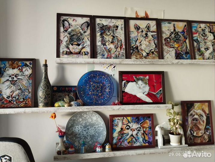 Портреты животных готовые и на заказ на стекле