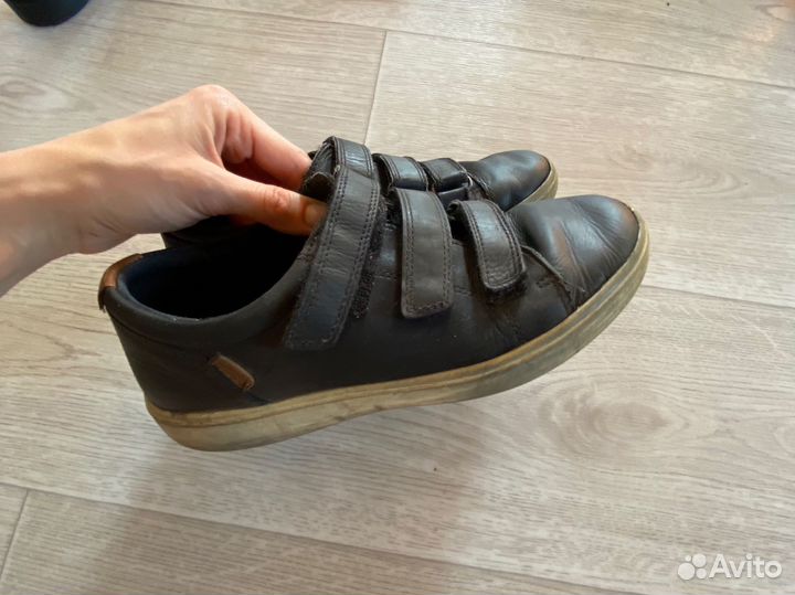 Кожанные ботинки туфли школьные ecco