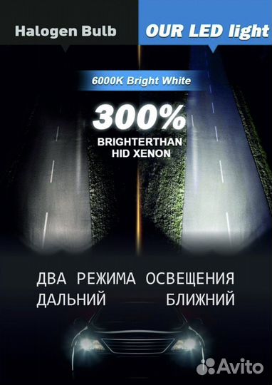 Светодиодные лампы h4 с линзой bi led